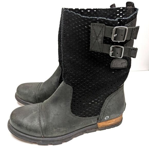 Sorel Shoes - Sorel Black Major Pull-on Boots with Perforated Shaft | Size 8